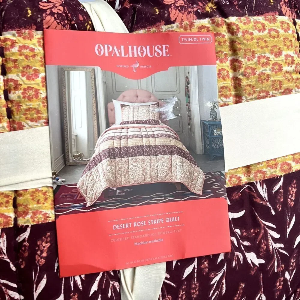 Opalhouse Desert Rose Stripe Quilt Cotton Floral Boho Twin/XL Twin NEW